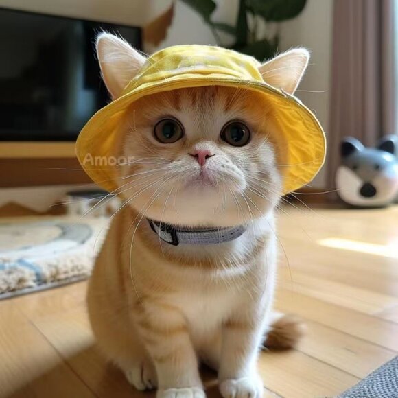 Pet Bucket Hat for Cats & Dogs - Sun Protection, Ear-Friendly Design - Picture 1 of 7